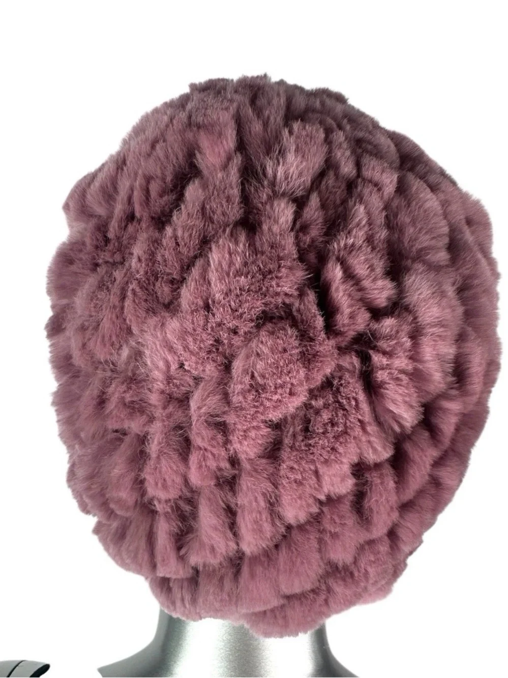 Pink Knitted REX RABBIT Hat, 21”-24” w/Stretch, Certified Vintage Fur